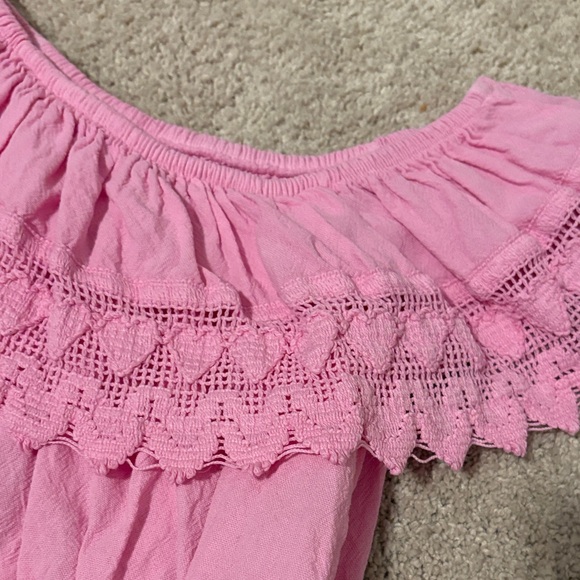 Pink Ruffled Kids Tank Top - Picture 3 of 4